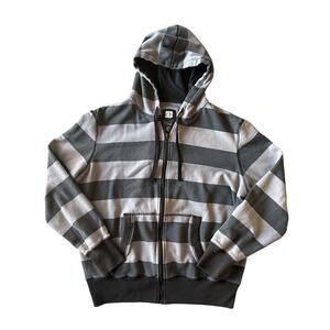 Ocean Pacific OP Black Gray Striped XL Full Zip Hoodie Jacket